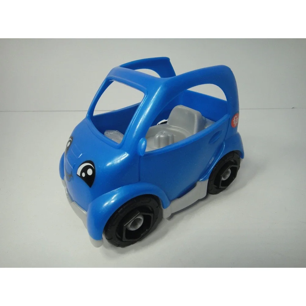 Fisher-Price Little People Blue Toy Car Smiling Face Vehicle 2023 Mattel Wheels